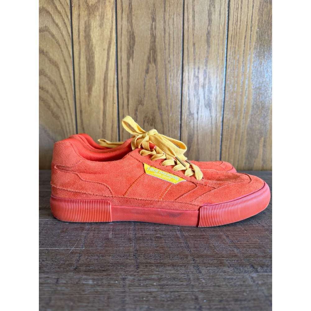 True Religion Suede Sneakers Men's Size 13 Orange Low Top Shoes Like New